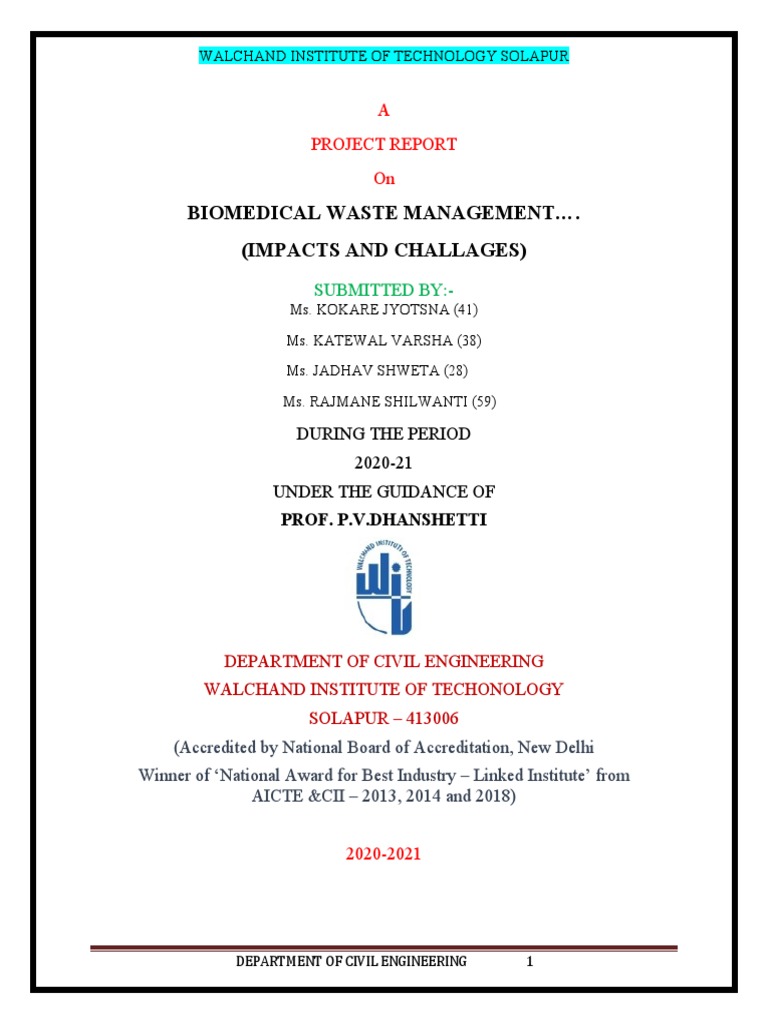 Biomediacal Waste Project Final PDF Incineration Waste Management