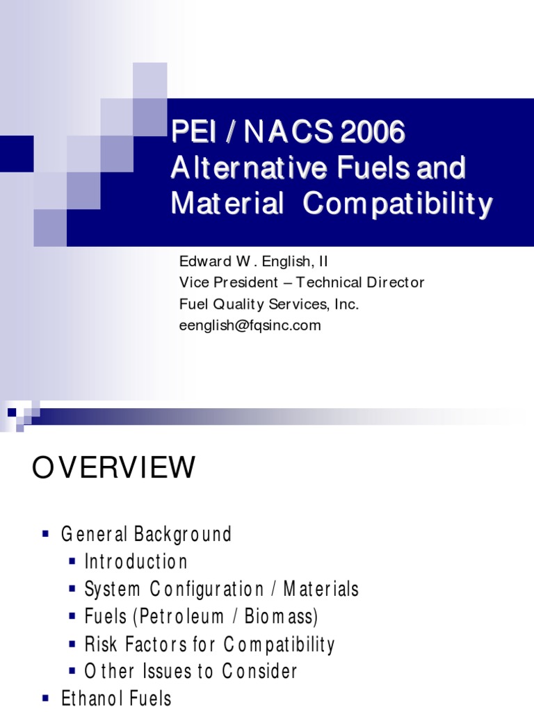 Alternative Fuels and Material Compatibility PDF Biodiesel Pipe (Fluid Conveyance)