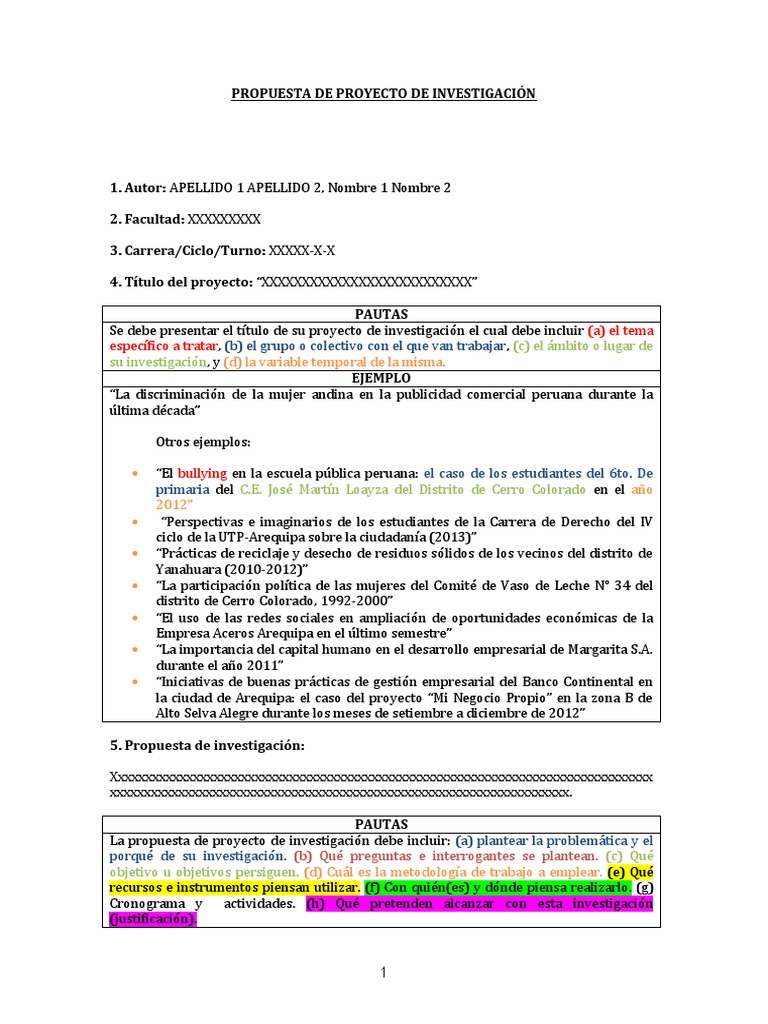 Modelo De Propuesta De Proyecto De Investigacion Ejemplodoc Ejemplo De