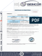 Certificado de Operatividad de GPS