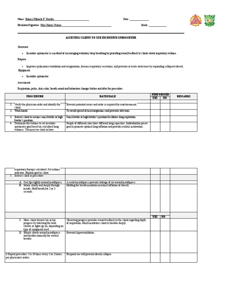 Incentive Spirometer Usage Guidelines | PDF | Breathing | Lung