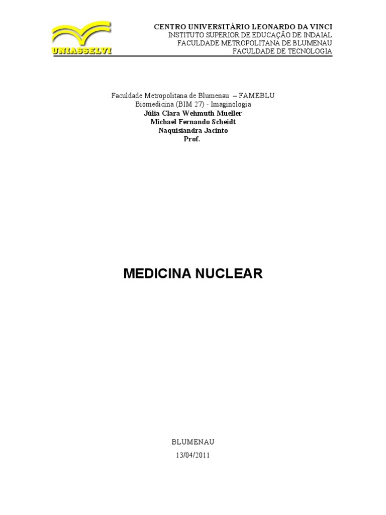 Medicina Nuclear e Cintilografia em Blumenau | PDF | Tomografia por ...