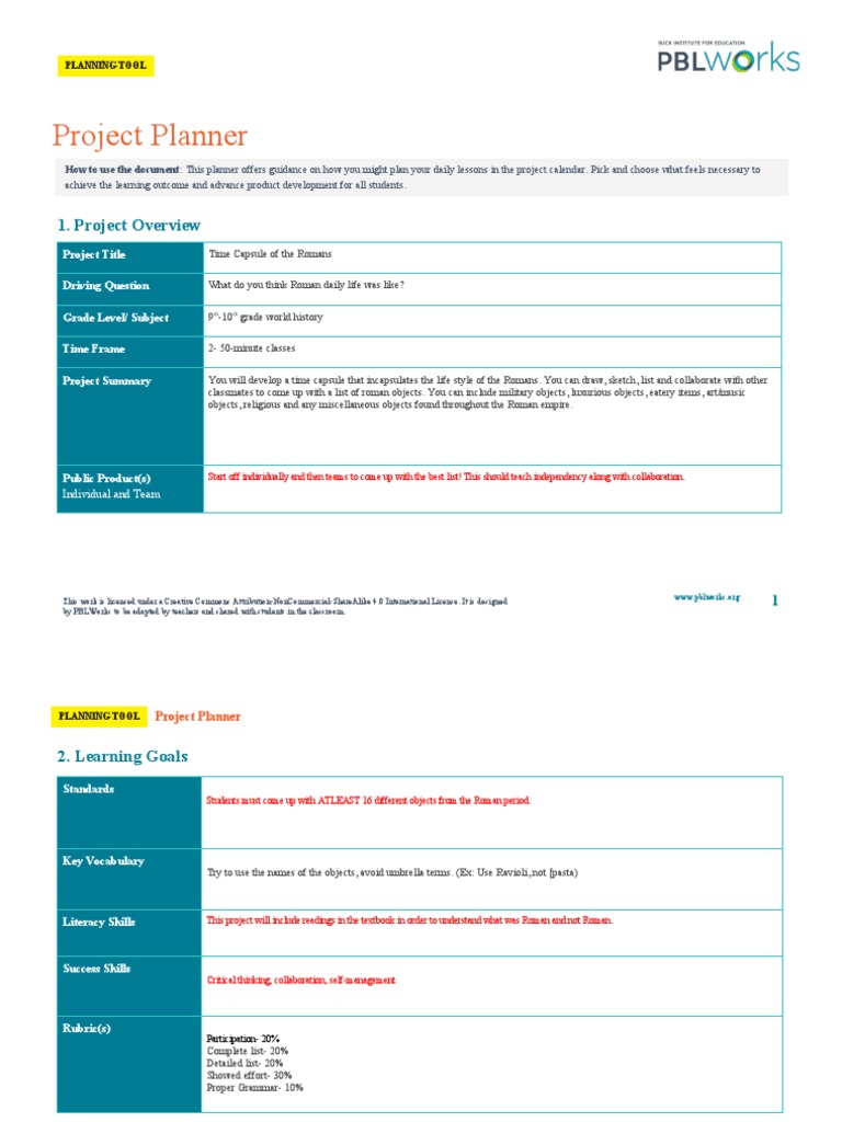 Pblworks Project Planner 2021 | PDF | Pedagogy | Learning