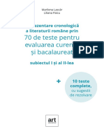 70 de Teste Pentru Evaluarea Curentă Și Bacalaureat: O Prezentare Cronologică A Literaturii Române Prin