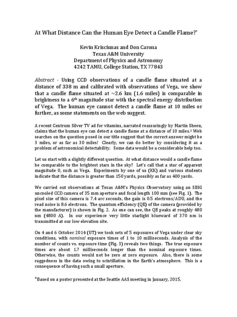 At What Distance Can The Human Eye Detect A Candle Flame? PDF