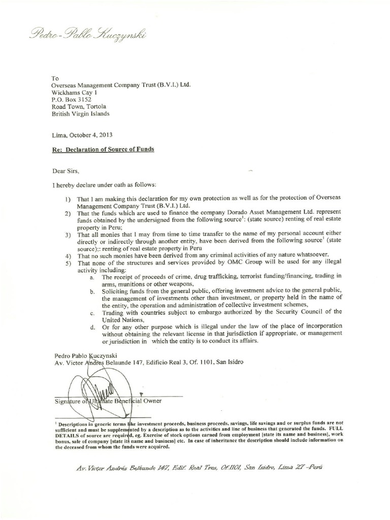 Declaration of Source of Funds PDF British Virgin Islands Justice Declaration of Source of Funds PDF British Virgin Islands Justice