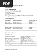 Curriculum Vitae (CV) : Personal Information