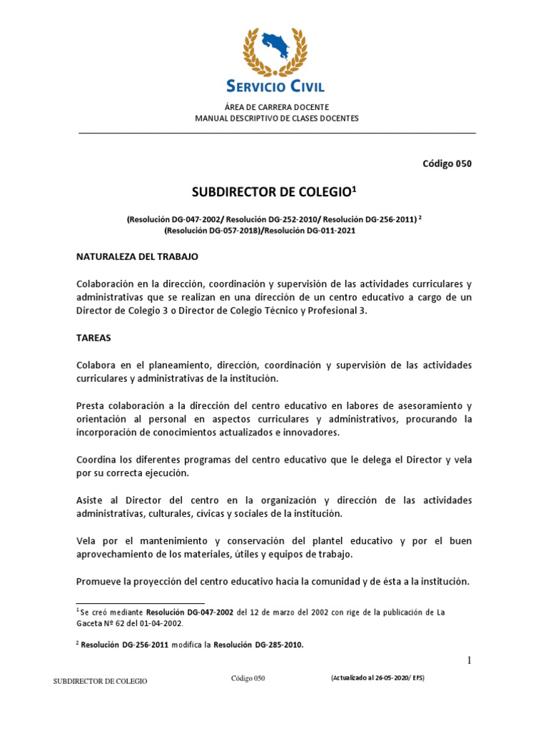 Funciones del Subdirector de Colegio | PDF | Maestros | Plan de estudios