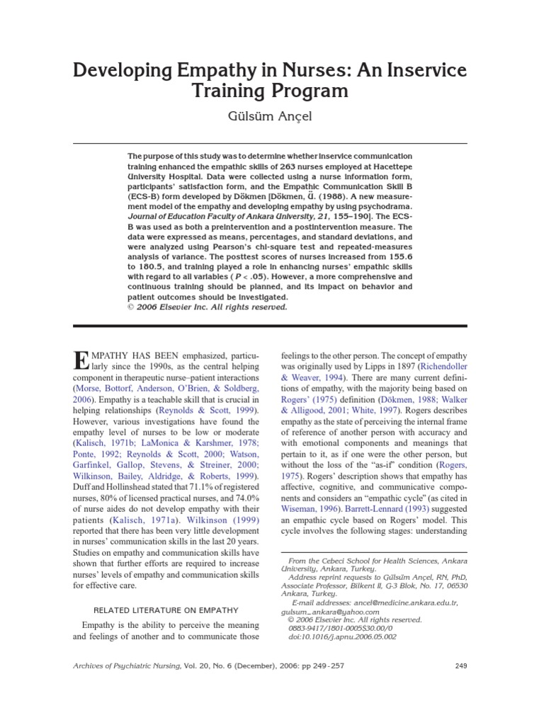 Developing Empathy in Nurses - An Training Program | PDF | Empathy ...
