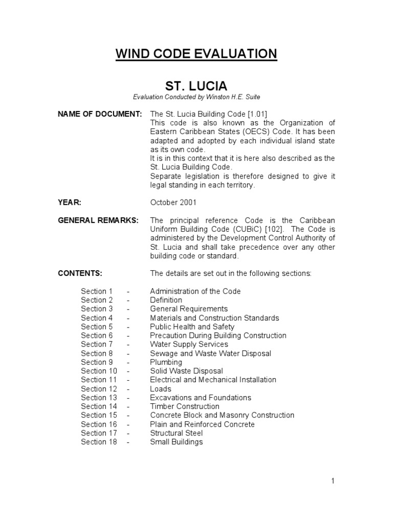 St. Lucia Building Code Evaluation Guide | PDF | Building Code | Lumber