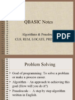 QBASIC Notes: Algorithms & Psuedocode CLS, Rem, Locate, Print, End