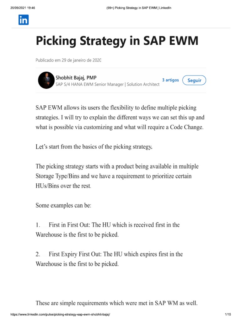 Picking Strategy in SAP EWM PDF