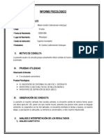 Informe psicológico sobre ansiedad y trastorno paranoide