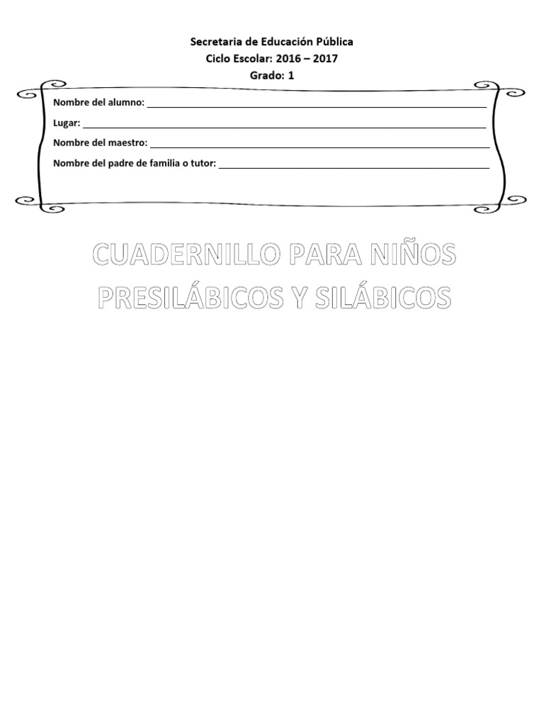 Cuadernillo de Actividades para Primer Grado | PDF