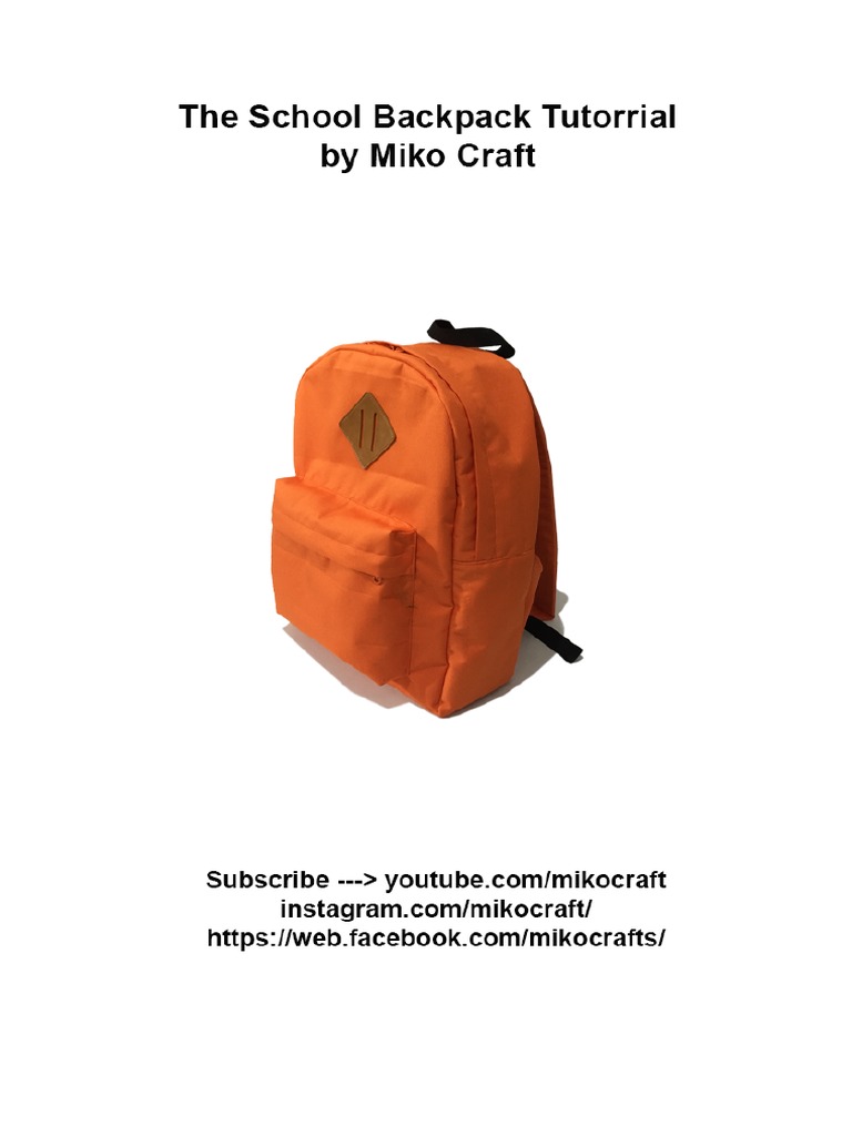 School Backpack Pattern by Miko Craft PDF