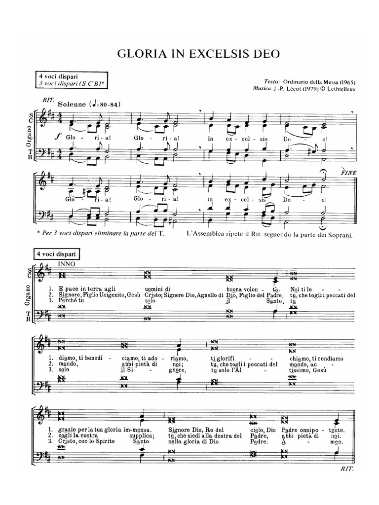 Gloria in Excelsis Deo Lecot PDF