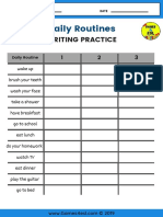 Daily Routine Worksheet Writing Practice