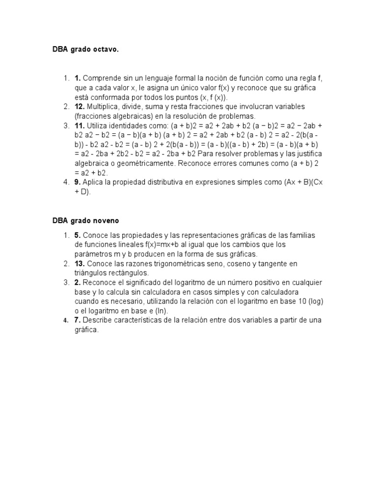 DBA Grado Octavo | PDF
