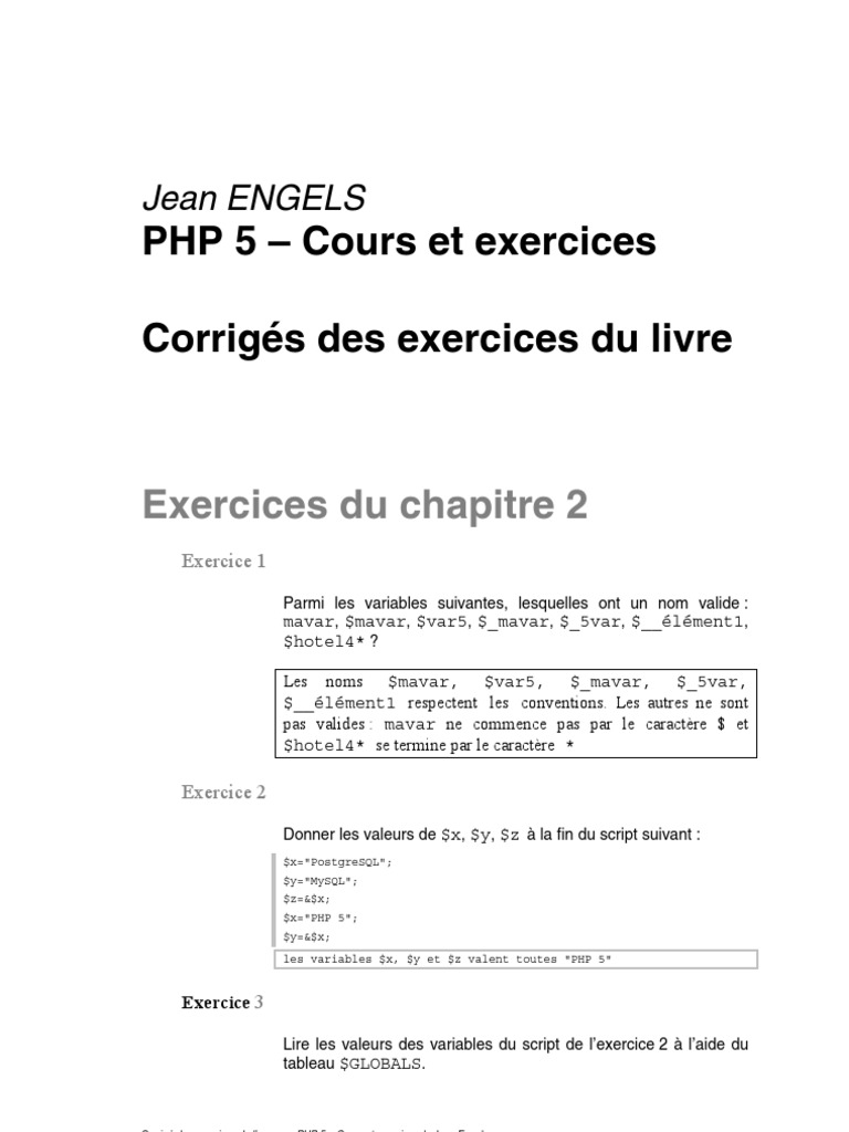 Exercices php5 | PDF | PHP | Structure de contrôle