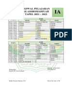 Jadwal Pelajaran Mi Asshomadiyah TAPEL 2021 - 2022: Pukul Hari Senin Selasa Rabu