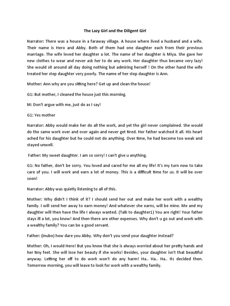 The Lazy Girl and The Diligent Girl PDF