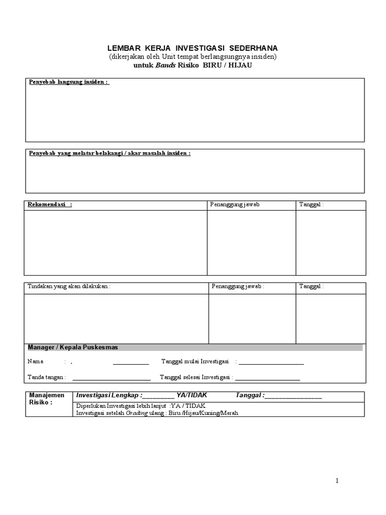 7c. Template - Form Investigasi Sederhana | PDF