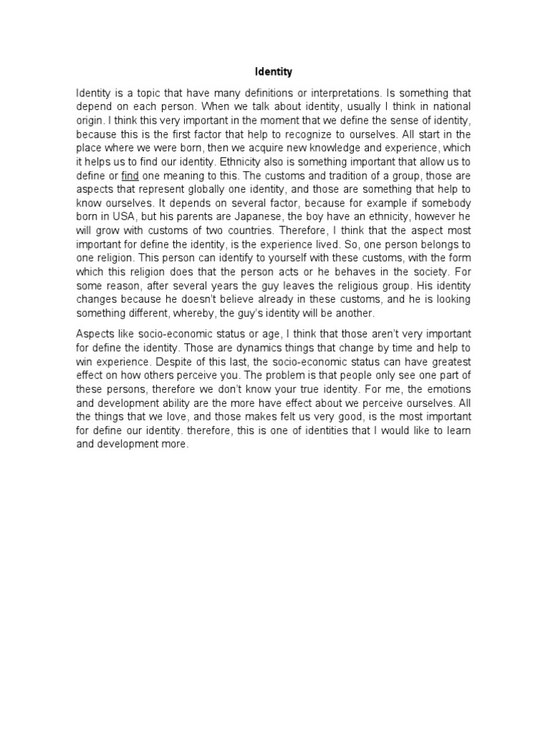 Identity | PDF