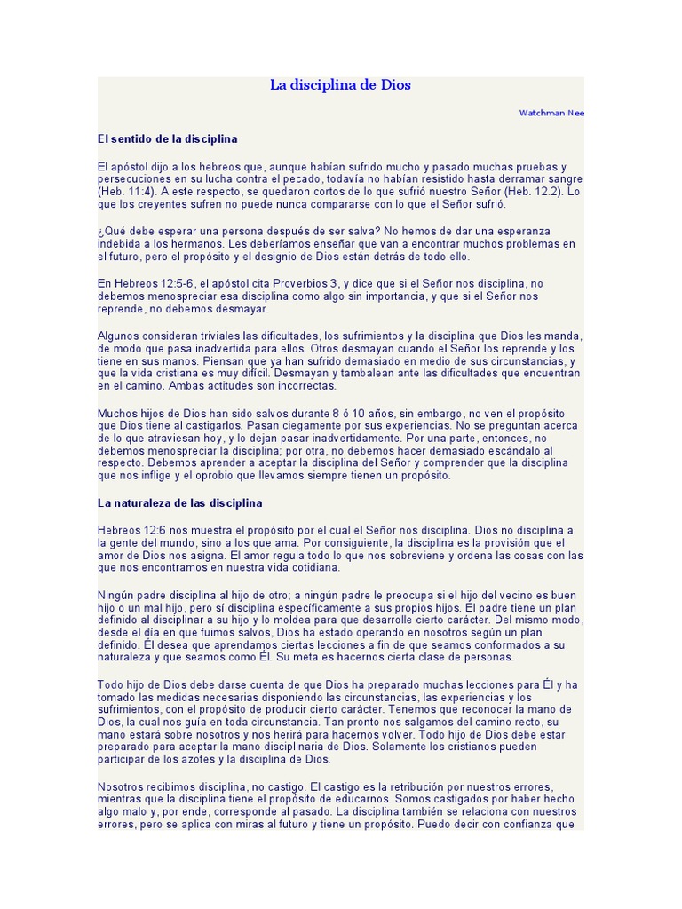 La Disciplina de Dios en la Vida Cristiana | PDF | Dios | Cristo (título)