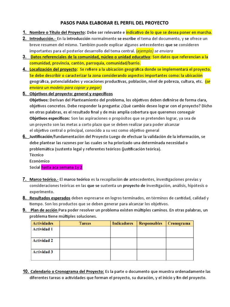 Pasos para Elaborar un Perfil de Proyecto | PDF | Teoría | Presupuesto
