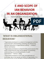 Nature and Scope of Human Behavior in An Organization: Prepared By: Glory Jane C. Bernardino, BSTM 4-1