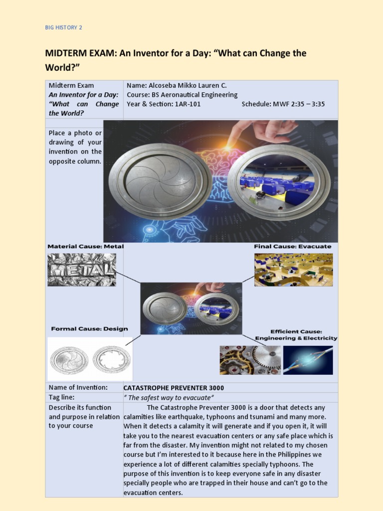 Midterm Exam - An Inventor For A Day - What Can Change The World | PDF ...