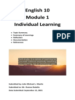 English 10 Individual Learning: Topic Summary Summary of Learnings Reflection Documentation References