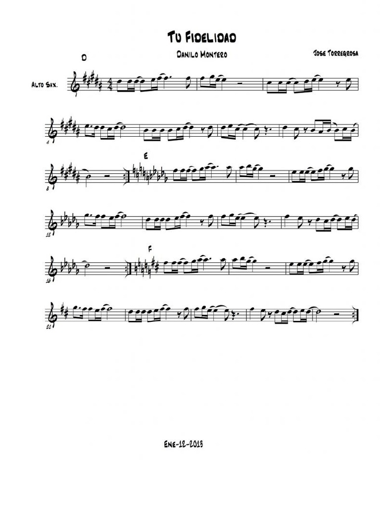 Tu Fidelidad, Marcos Witt, Sax Alto D | PDF
