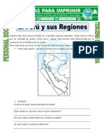 Ficha Mapa Del Peru y Sus Regiones para Tercero de Primaria