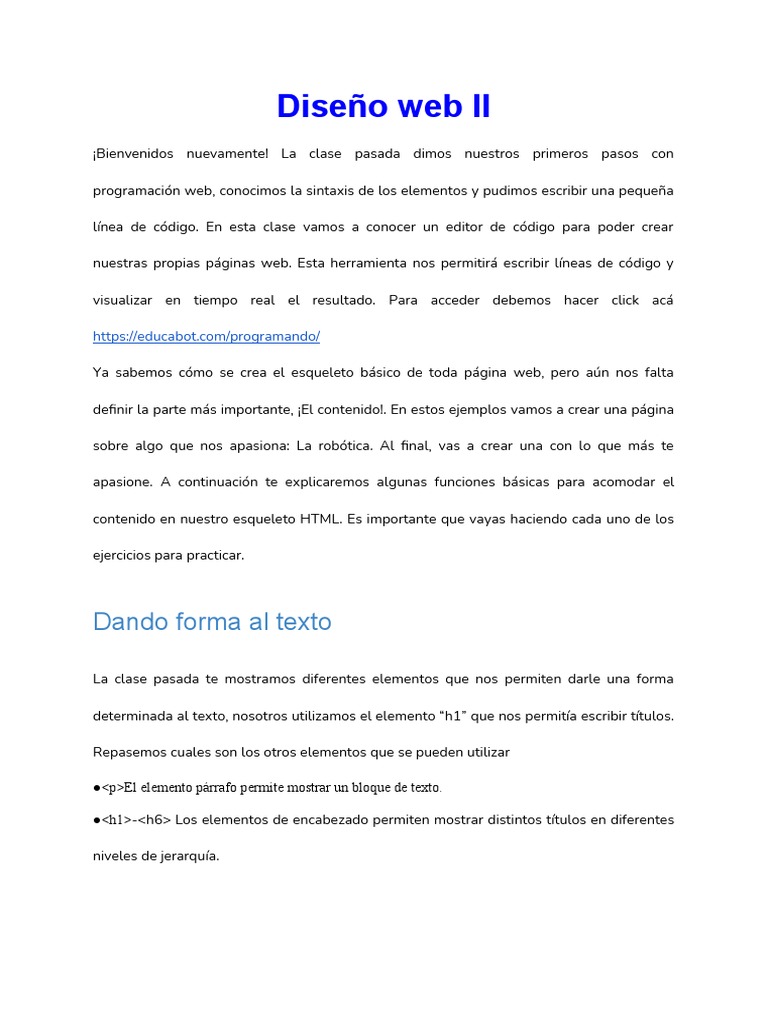 Creación de Páginas Web Básicas | PDF | HTML | Diseño web