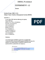 DBMS - Worksheet 1.2 - Ques.1