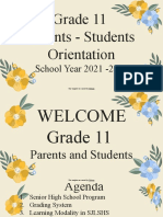 Grade 11 Parents - Students Orientation: School Year 2021 - 2022