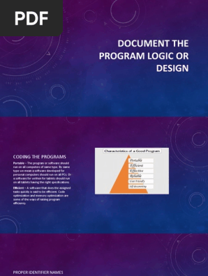Document the Program Logic or Design