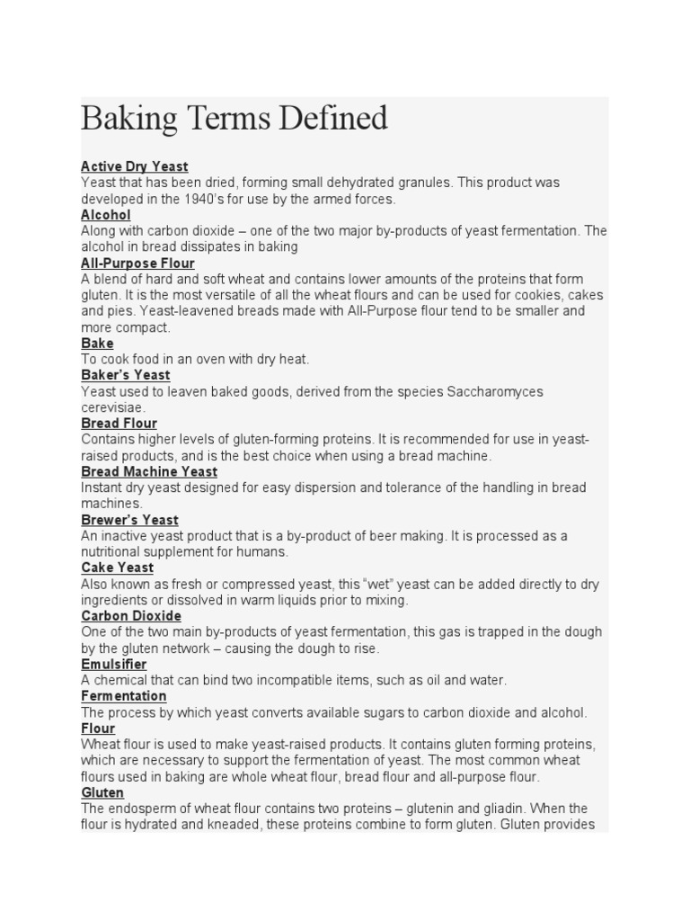 Baking Terms DefinedBread PDF Breads Flour