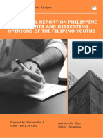 Statistical Report On Philippine Arguments and Dissenting Opinions of The Filipino Youths