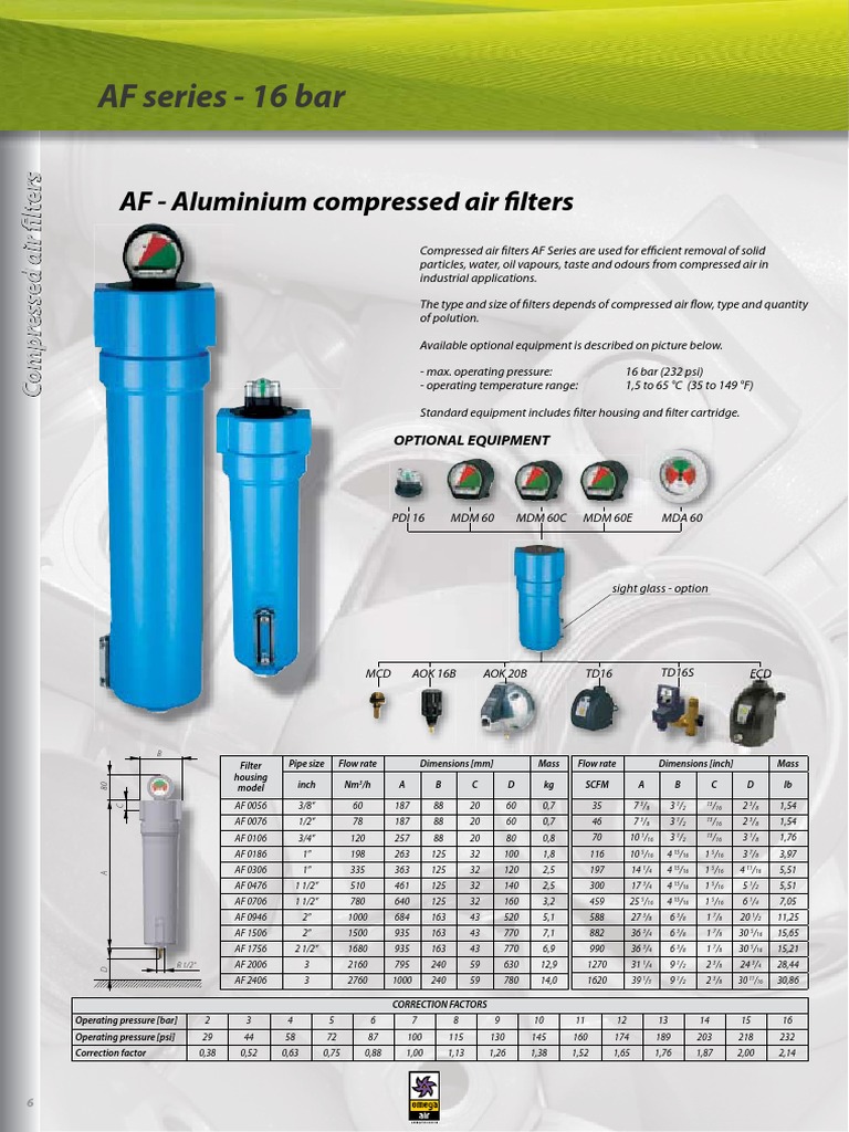 AF Series - 16 Bar: AF - Aluminium Compressed Air Fi Lters | PDF ...