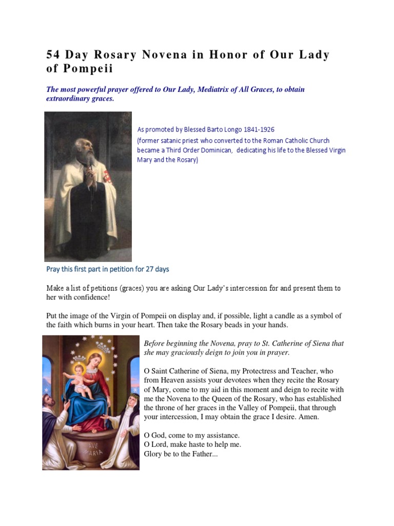 54-Day Novena to Our Lady of Pompeii | PDF | Mary, Mother Of Jesus | Rosary