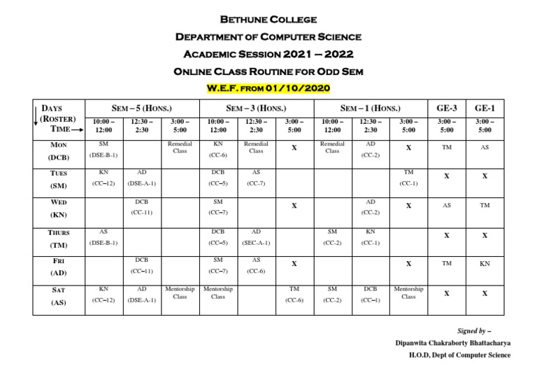 Bethune College Computer Science Online Routine | PDF | Science ...