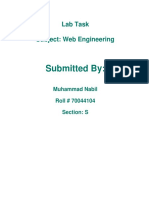 Submitted By:: Lab Task Subject: Web Engineering