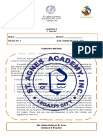 Science 4 1 Quarter Name: - Section: - Module No. 1 Date: September 13-17, 2021