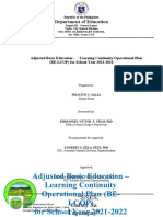 Adjusted Basic Education - Learning Continuity Operational Plan (BE-Lcop) For School Year 2021-2022