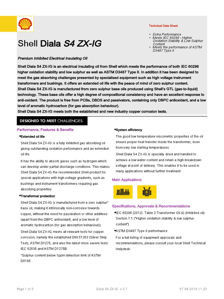 Transformer Oil Shell DIALA-S4-ZX-IG | PDF | Transformer