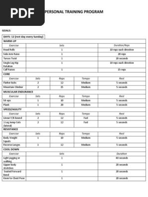 PERSONAL TRAINING PROGRAM