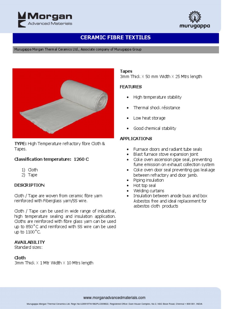 Ceramic Fibre Textiles Tapes Features Descargar gratis PDF