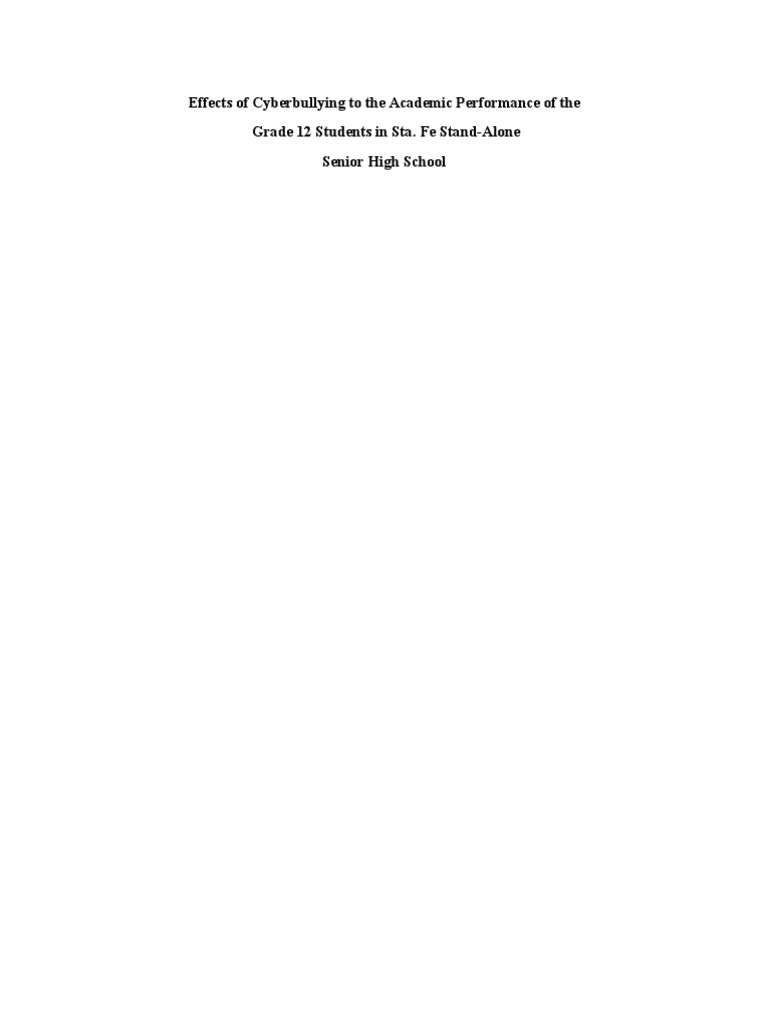 Effects of Cyberbullying To The Academic Performance of The | PDF